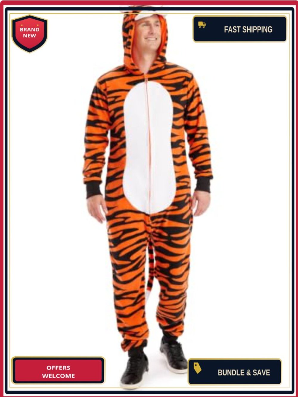 Men's Animal Halloween Jumpsuit Cozy Faux Fur One-Piece Costume Party
